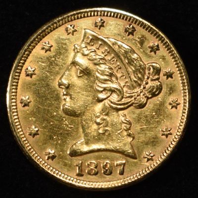 1897 $5 GOLD LIBERTY AU/BU