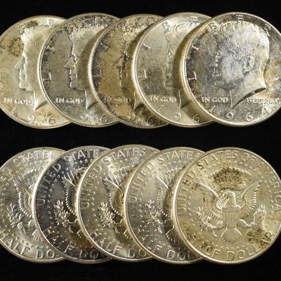 (10) 90% SILVER KENNEDY HALF DOLLARS