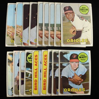 (18) 1969 TOPPS ORIOLES, CUELLAR, PAMER, WEAVER