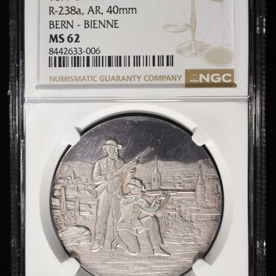 1899 SWISS SHOOTING BERN-BIENNE SILVER NGC MS-62