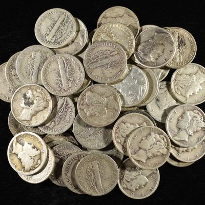 (50) MERCURY DIMES