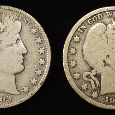 1903 & 1904 BARBER HALF DOLLARS GOOD