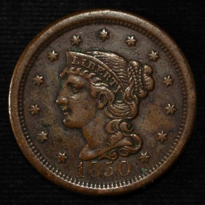 1850 BRAIDED HAIR LARGE CENT AU