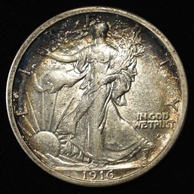 1916-D WALKING LIBERTY HALF DOLLAR AU