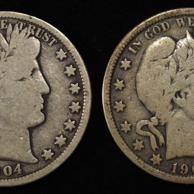 1904-O & 1905-O BARBER HALF DOLLARS