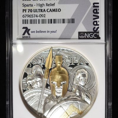 2023 GILT COOK IS. SPARTA HIGH RELIEF NGC PF70UCAM