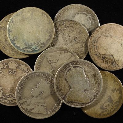 (10) 25C CANADIAN 80% SILVER