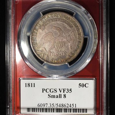 1811 BUST HALF DOLLAR PCGS VF-35 SMALL 8
