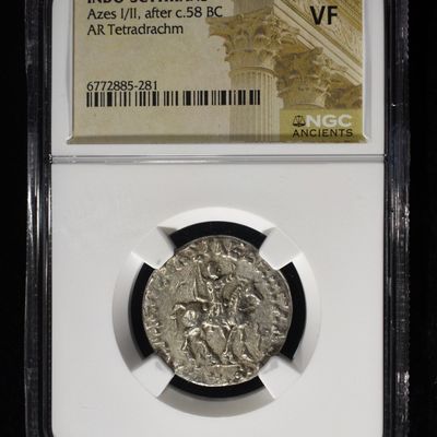 AFTER c.58 BC AZES I/II AR TETRADRACHM  NGC VF