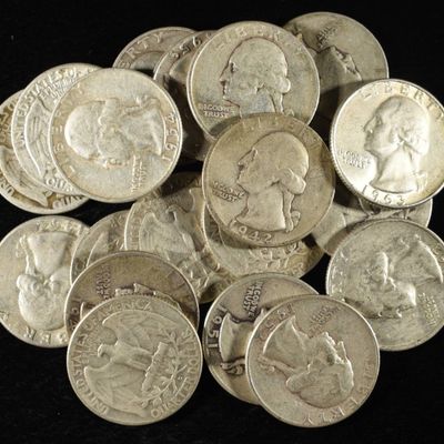 (20) 90% SILVER WASHINGTON QUARTERS