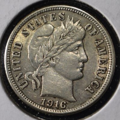 1916 BARBER DIME CH AU/UNC