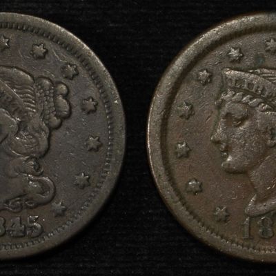 1845 FINE & 1850 VF LARGE CENTS