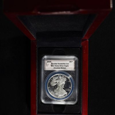 2009 AMERICAN SILVER EAGLE OVERSTRIKE PRIVATELY MI