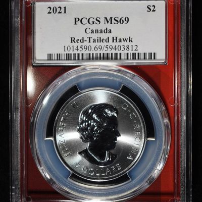 2021 CANADA RED TAILED HAWK 1/2OZ SILVER PCGS MS69