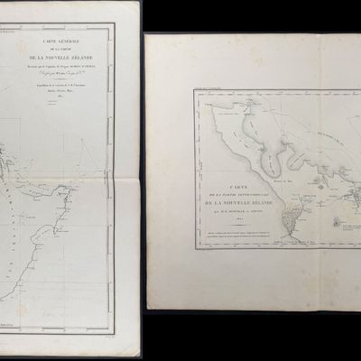 Dumont D'Urville - Pair of Maps of New Zealand