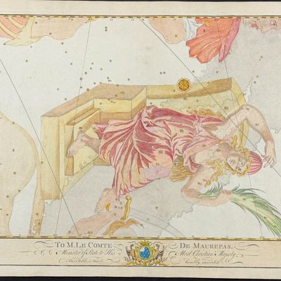 Bevis, Rare - Constellation or Star Chart of Cassiopeia, Woman with Plume