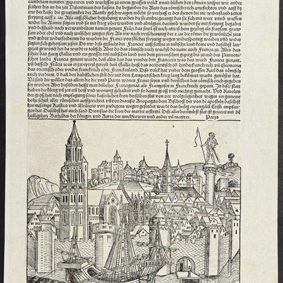 Schedel, pub. 1493 - View of Paris, France / View of Mainz, Germany