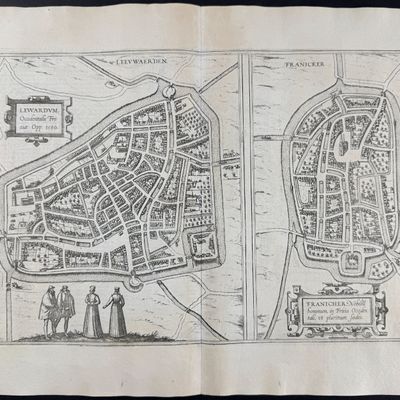 Braun & Hogenberg, pub. 1575 - Views of the Netherlands: Leeuwarden & Franeker