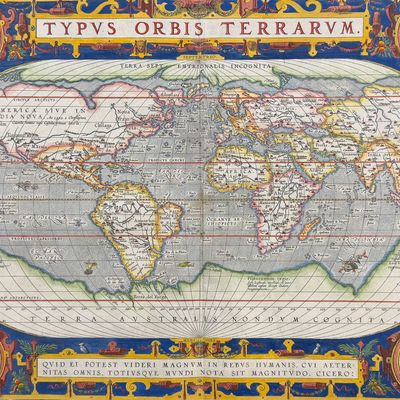Ortelius, pub. 1587 - Map of the World with Americas