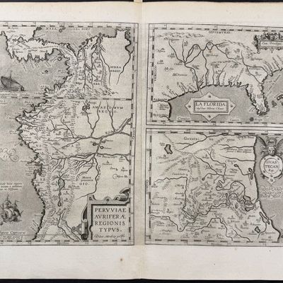 Ortelius, pub. 1587 - Map of Peru, Florida, & Mexico