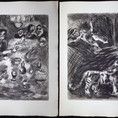 Chagall & Fontaine's Fables - 3 Etchings of Fables