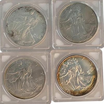 Sale Photo Thumbnail #175: (4) Silver Eagle Dollar Coins, .999 Silver