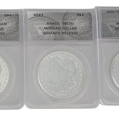 Sale Photo Thumbnail #66: (3) US Morgan Silver Dollar Commem, .999 Silver