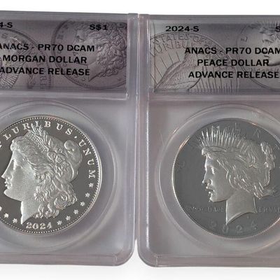 Sale Photo Thumbnail #74: 2-Coin Set, 2024-S .999 Silver, Morgan, Peace