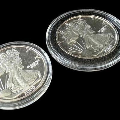 Sale Photo Thumbnail #228: (2) American Eagle Silver Rounds, 1oz .999 Silver