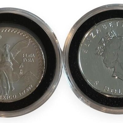 Sale Photo Thumbnail #212: (2) Canada, Mexico Silver 1oz .999 Rounds