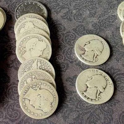 Sale Photo Thumbnail #144: Group of Barber, Standing Liberty Silver Quarters