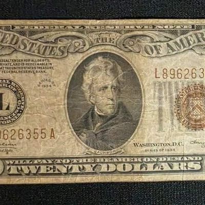 Sale Photo Thumbnail #329: 1934 Hawaii $20 Note, Brown Seal