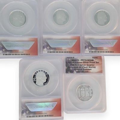 Sale Photo Thumbnail #179: 5-Coin Set, .999 Silver, 2024-S Commem Quarters