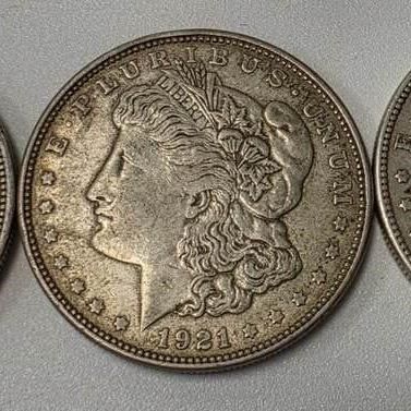Sale Photo Thumbnail #48: (3) US Morgan Silver $1 Coins, 1921-D
