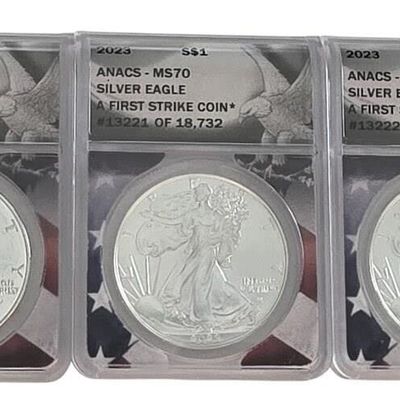 Sale Photo Thumbnail #10: (3) $1 Silver Eagle US Coins, 2023