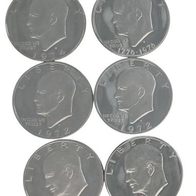 Sale Photo Thumbnail #112: (6) Eiserhower .40 Silver $1 Coins, S mint