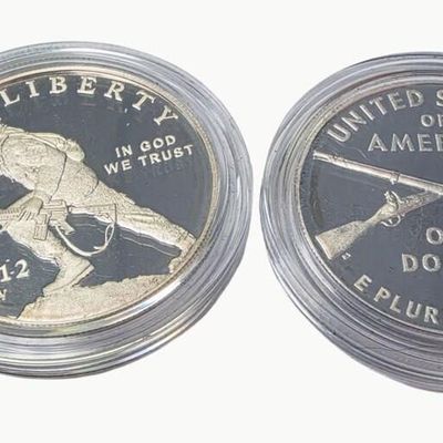 Sale Photo Thumbnail #118: (2 US Infantry Commemorative $1 Coins, .900