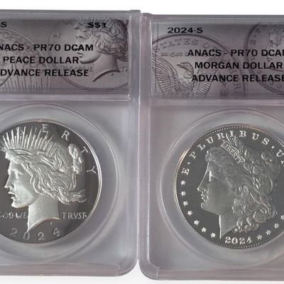 Sale Photo Thumbnail #72: 2-Coin Set, 2024-S .999 Silver, Morgan, Peace
