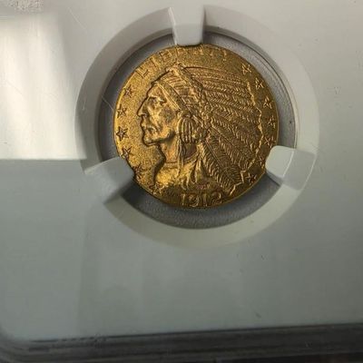 Sale Photo Thumbnail #196: 1912 $5 Gold Indian Head Coin, MS 62