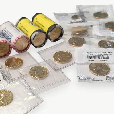 Sale Photo Thumbnail #128: (4) Rolls Uncirculated Pres and Native American $1