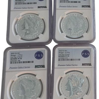 Sale Photo Thumbnail #67: (4) US Fiji Morgan $1 Coins, .999 Silver, NGC