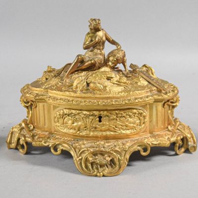 Sale Photo Thumbnail #20: Rococo Revival Gilt Bronze Diana the Huntress Garniture Set