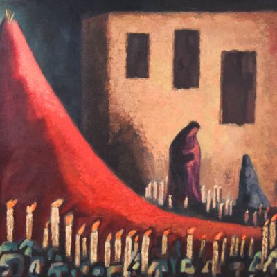 Sale Photo Thumbnail #39: Jose Chavez Morado Oil on Canvas Procession 1960