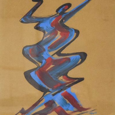 Sale Photo Thumbnail #37: David Alfaro Siqueiros Acrylic on Paper Dancing Figure