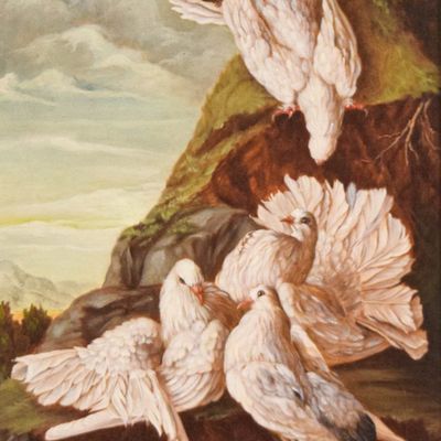 Sale Photo Thumbnail #5: Irmgard Arvin Oil on Canvas White Doves