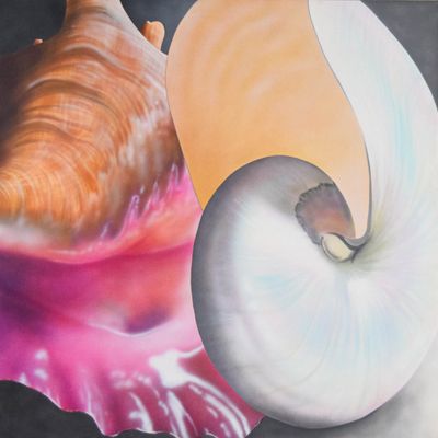 Sale Photo Thumbnail #63: Oscar Lakeman Acrylic on Canvas Shells #2