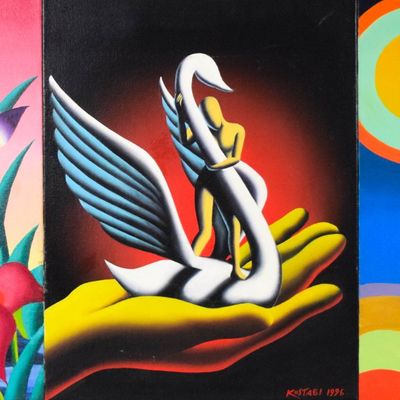Sale Photo Thumbnail #66: Mark Kostabi Trio of Oils on Canvas, 1996