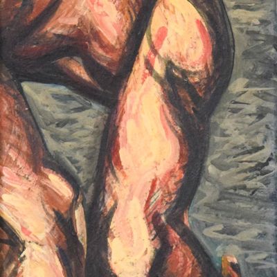Sale Photo Thumbnail #41: Philip Stein Oil on Board Abstract Figurative Study