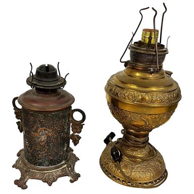 Sale Photo Thumbnail #193: Lot of 2 Antique Hurricane Lamp Bases