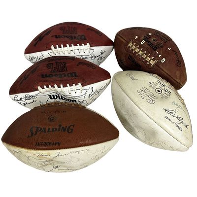 Sale Photo Thumbnail #107: Lot of 4 Signed Footballs Along w/ 1 Unsigned